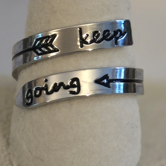 Hidden Message Adustable Ring "Keep F****** Going" Silver Color - Picture 7 of 7